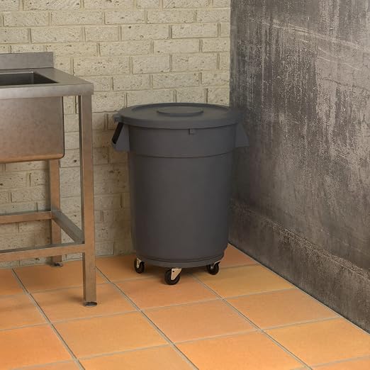 32 Gallon Gray Round Commercial Trash Can - Image 4