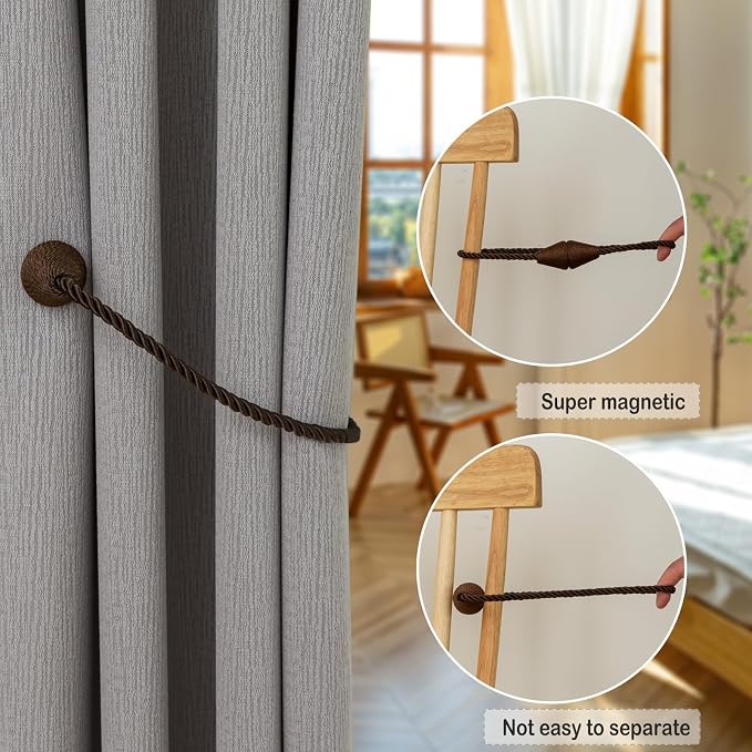Magnetic Curtain Tiebacks 4 Pack Outdoor Rope Curtain Tie Backs Decorative - Image 4