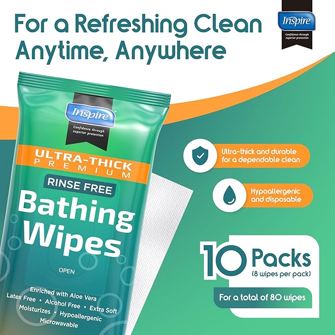Inspire Ultra Thick Rinse-Free Bath Towels | Shower Towels - Image 3