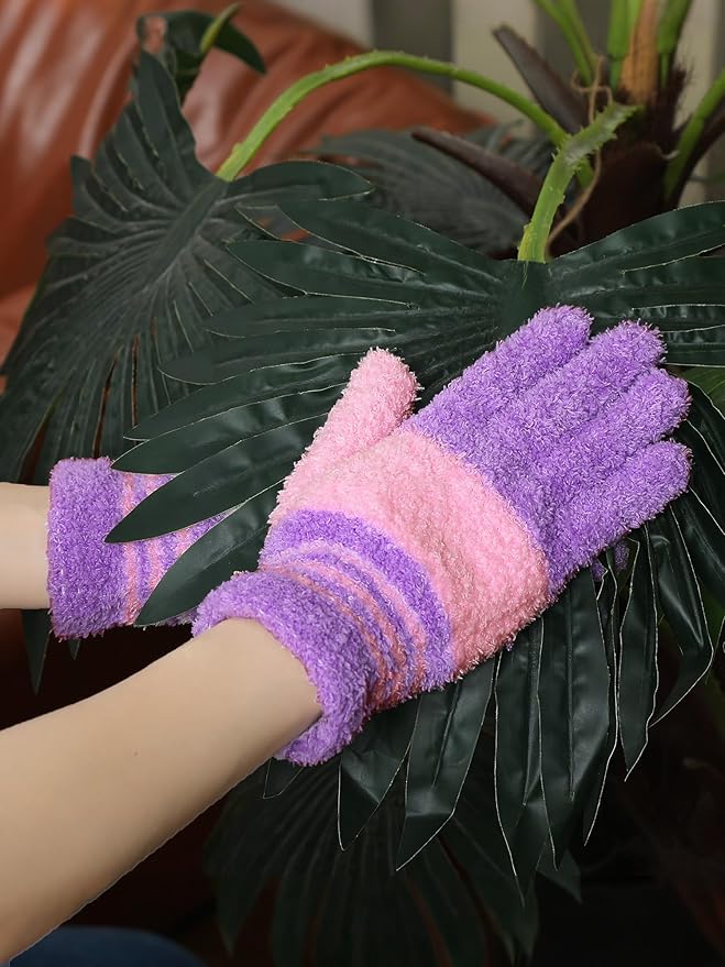 Patelai 3 Pairs Microfiber Plant Dusting Gloves Leaf Cleaning Gloves - Image 4
