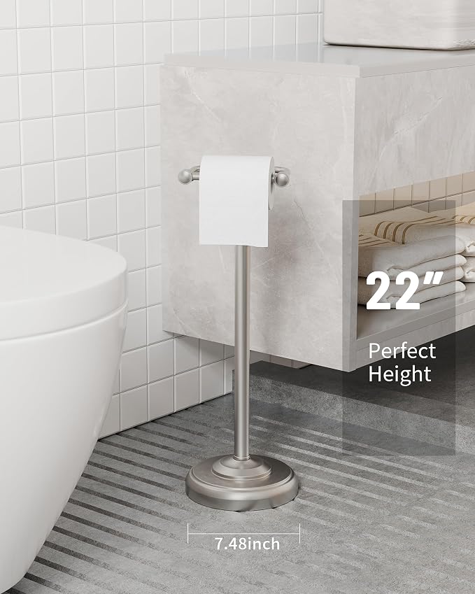 Toilet Paper Holder Stand, Brushed Nickel Toilet Paper Holder Free Standing - Image 9