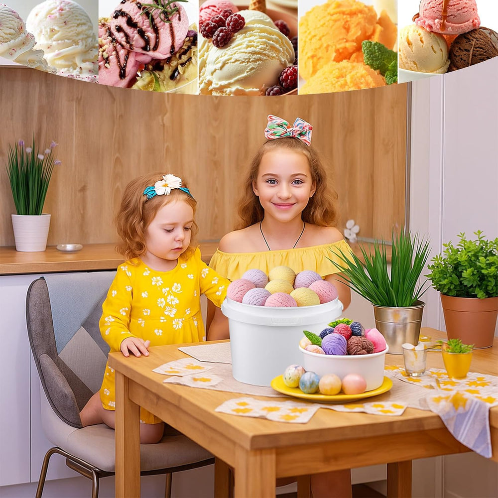 12 Pcs 100oz Ice Cream Buckets with Lids White Plastic Bucket with Handle Foo...