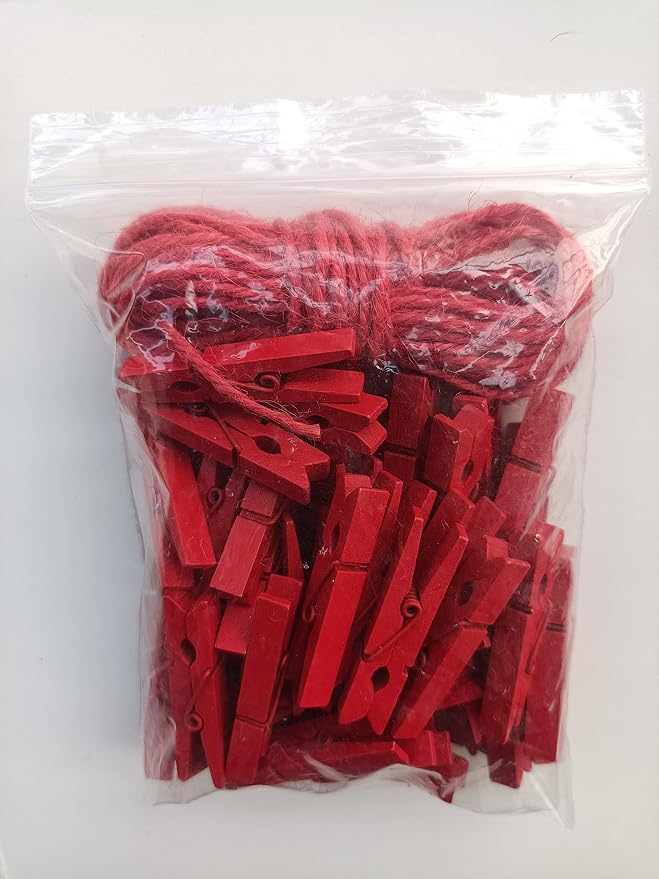 1.9 Inch Red Strong Wood Clothes Pins Hold Xmas Cards Papers Scrapbooking - Image 2