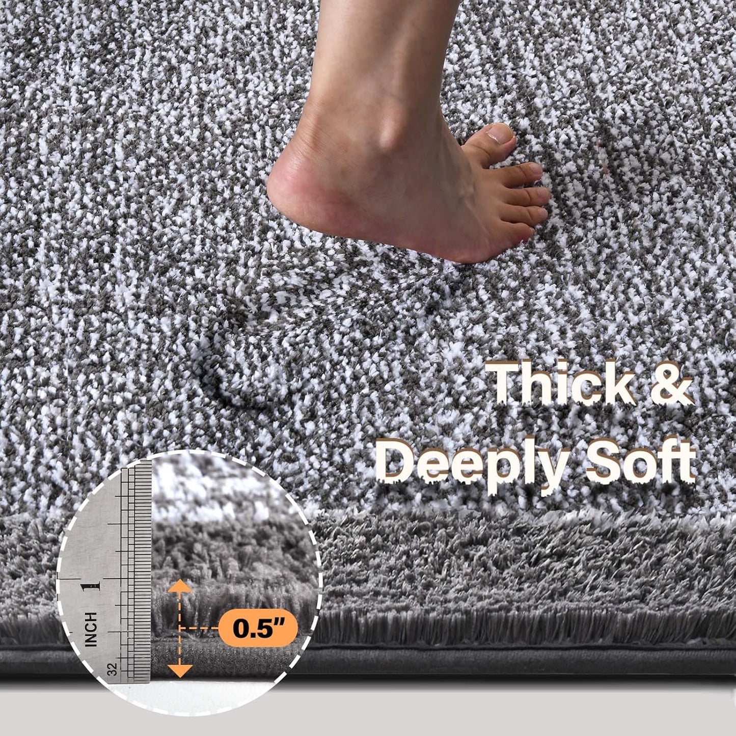 Long 2x4 Ft (48''x24'') Runner Rug for Bathroom,Non Slip Washable Large Kitchen Rugs Bath Rugs, Soft Absorbent Quick Dry Bath Mats for Shower, Hallway,Laundry, Tub(Grey)