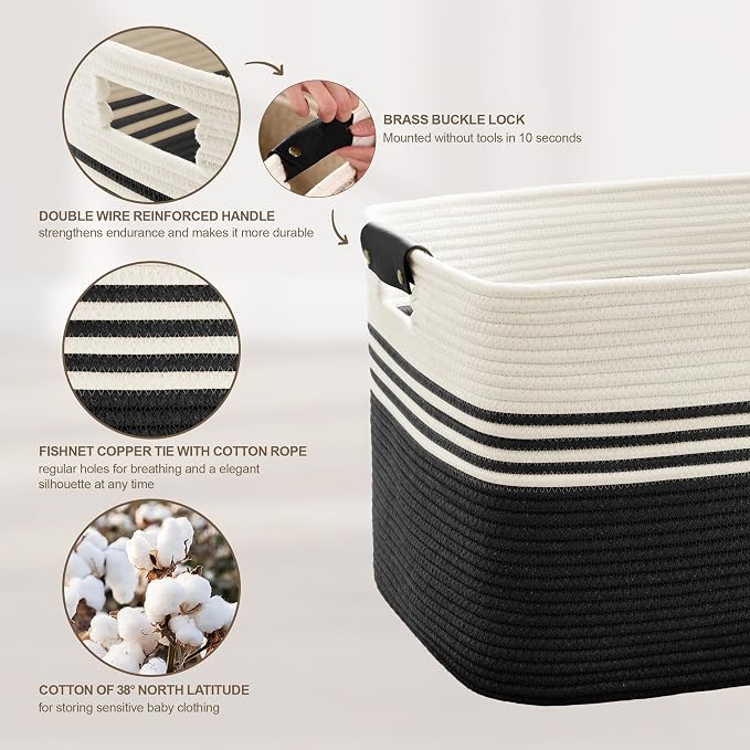 45L Small Laundry Basket with Leather Handles - Image 5
