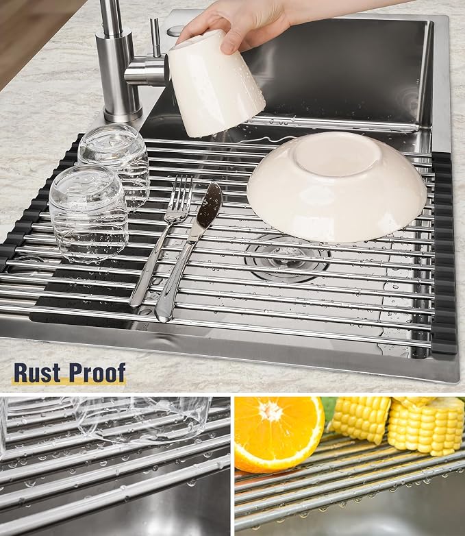 Tomorotec 17.7" x 12.5" Roll Up Dish Drying Rack Over Sink Drying Rack Sink - Image 2