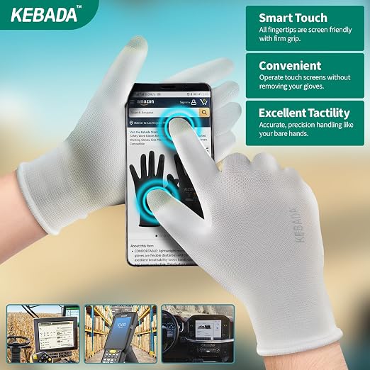 Kebada W1 Work Gloves for Men and Women, PU Coated Safety Gloves - Image 3