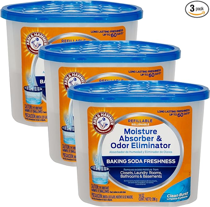 Arm & Hammer Clean Burst Moisture Absorber and Odor Eliminator Tubs, 14 oz by ARMHAMMER