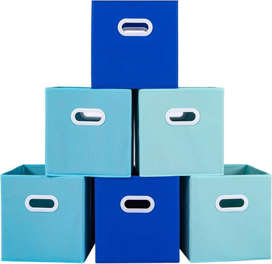 Stero Fabric Storage Cubes Bins, 11 inch Fun Colored Foldable Storage Baskets by Stero