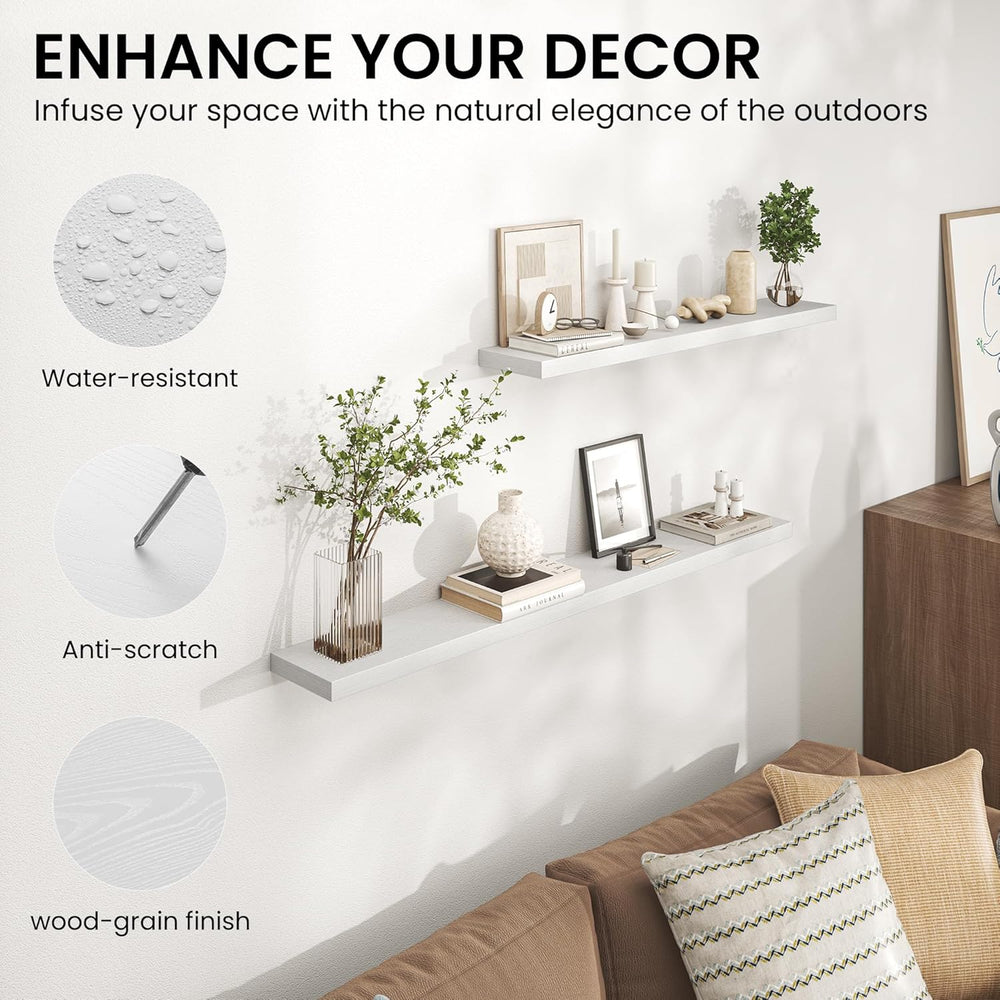 Heimlove 24 Inch Floating Shelves for Wall,Mounted Storage Wood Shelves with ...
