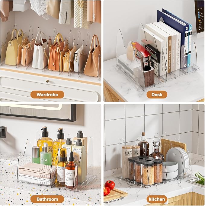 Bag & Purse Organizer for Closet, 2 Pack Adjustable Clear Handbag Storage Holder - Image 7