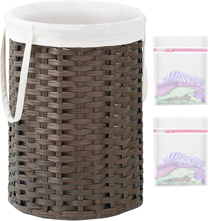 Laundry Hamper Laundry Basket Round 19.0 Gal Handwoven Rattan Laundry Basket by SETVSON