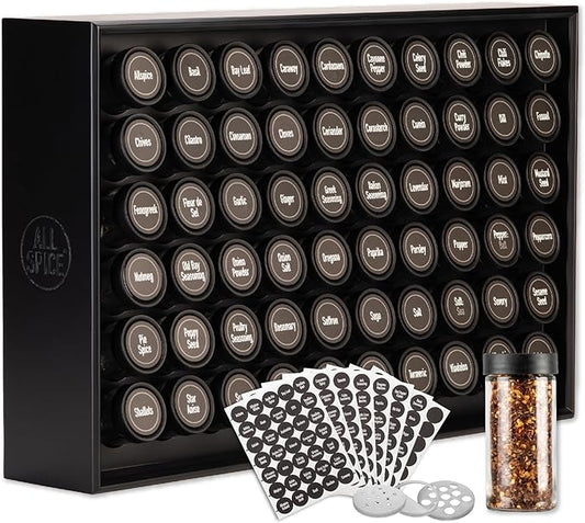 AllSpice Spice Rack Organizer, 525 Unique Labels, Countertop or Wall Mount by AllSpice