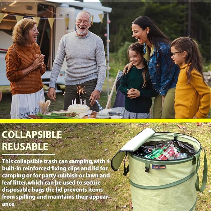 YUDI & GARDEN 29 Gallon Hard Bottom Collapsible Trash Can｜Collapsible Garden - Image 2