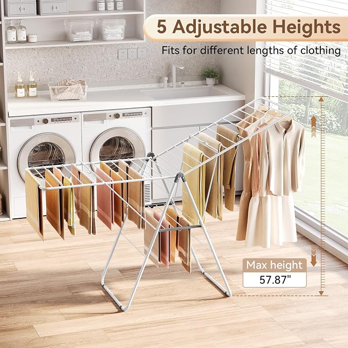 APEXCHASER Clothes Drying Rack, Foldable Drying Rack Clothing, Sturdy Metal - Image 6