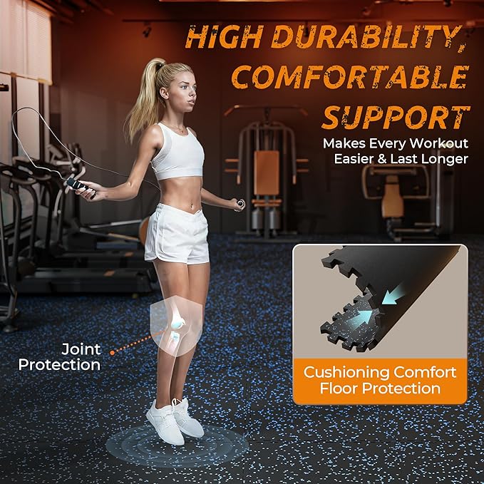 PRAISUN 0.6" Thicker Gym Mat, 6 Tiles 24 Sq Ft Workout Mats, Interlocking Foam - Image 7