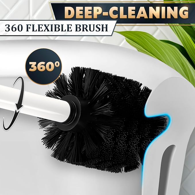Stainless Steel Toilet Brush and Holder Set White - Image 7
