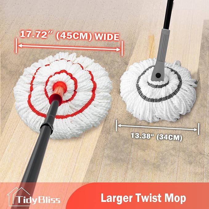 Self Wringing Twist Mop for Floor Cleaning, 57.5 inches Long Handle Cotton - Image 3