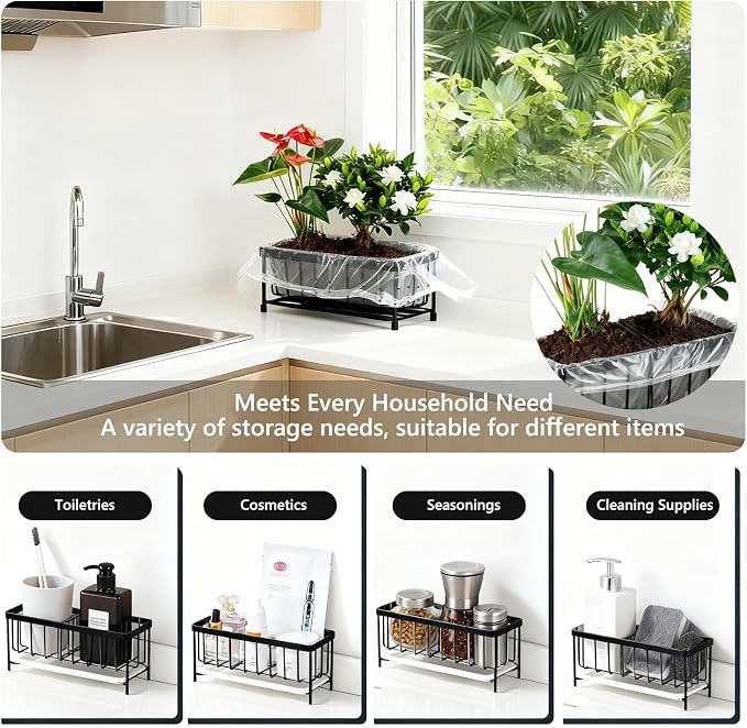 Kavciva Sink Caddy Sponge Holder, 304 Stainless Steel Dish Brush Holder - Image 7