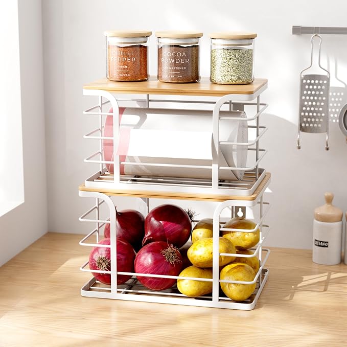 2 Pack Extra Large Stackable Pantry Organizer, Wall Mount Garbage Bag Holder - Image 4