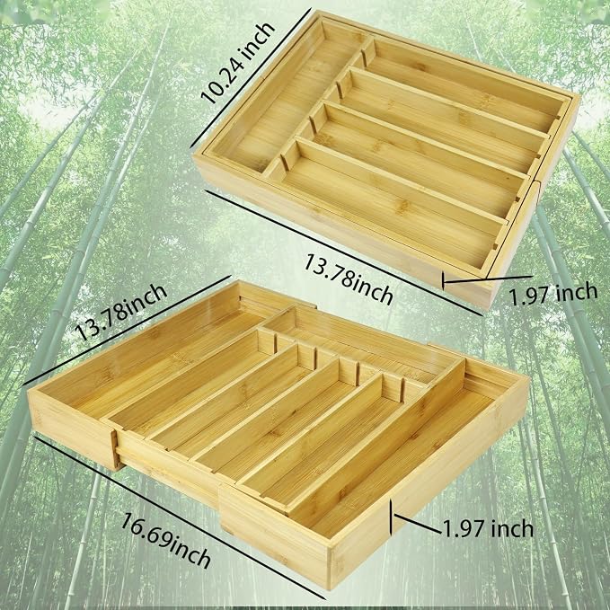 Kitchen Bamboo Silverware Drawer Organizer - Image 4