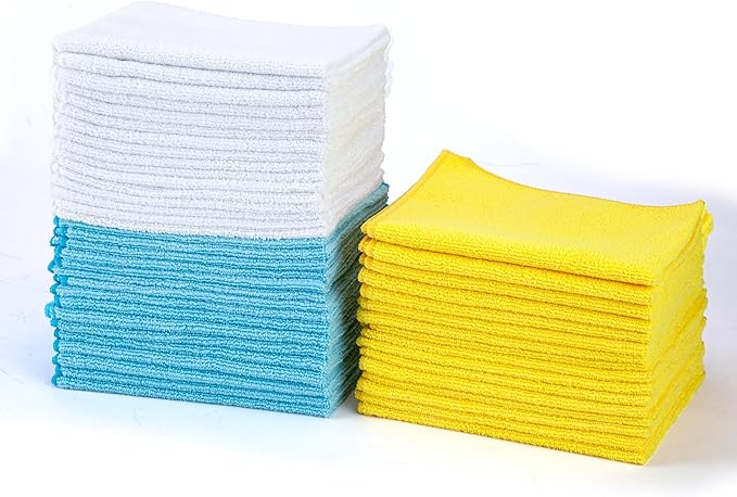 Amazon Basics Microfiber Cleaning Cloths, Non-Abrasive, Reusable and Washable by AmazonBasics