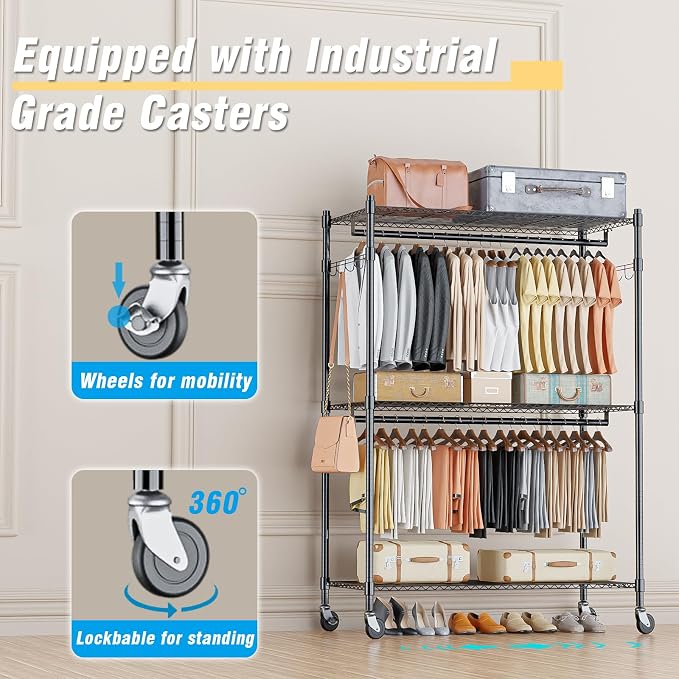 Homdox 3 Tier Heavy Duty Garment Rack - Image 4