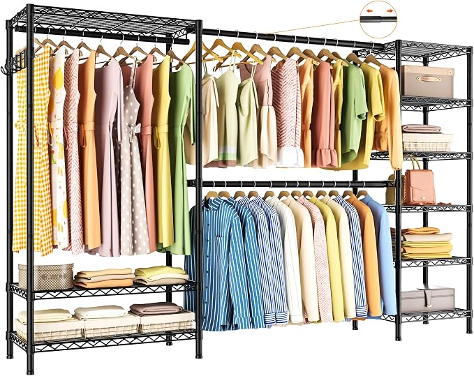 Expandable Heavy Duty Garment Rack Clothes Rack, Large Metal Closet Organizer by Golpart