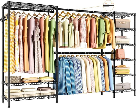 Expandable Heavy Duty Garment Rack Clothes Rack, Large Metal Closet Organizer by Golpart