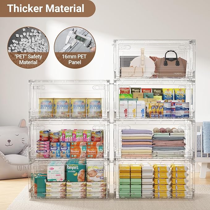 BROVIEW Clear Stackable Storage Bins Drawers, Open Front Large Plastic Storage - Image 5