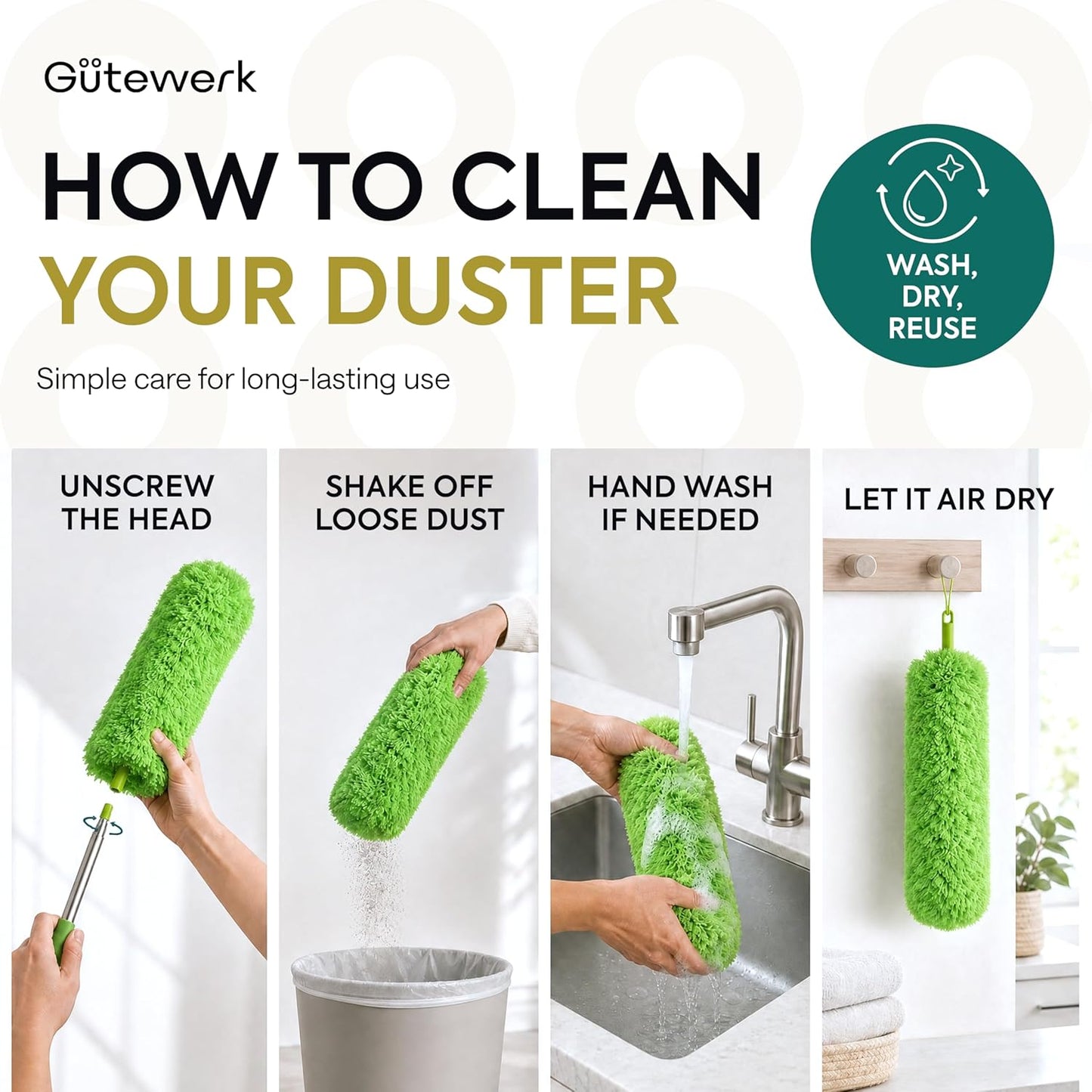Extendable Microfiber Feather Duster, Feather Dusters for Cleaning, Ceiling Fan Dust and Cobweb Cleaner - Electrostatic Bendable Head - up to 55 Inch