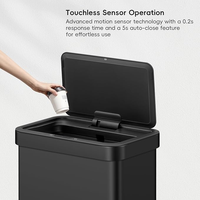 EKO Nova Sensor Trash Can, 21 Gallon/80 Liter Stainless Steel Rectangular - Image 5