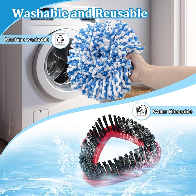 Spin Mop Handle, Mop Heads Replacements, Scrubber Mop Head and Mop Base - Image 8