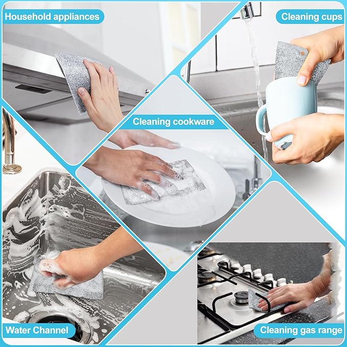 Steel Wool Scrubber, Wire Dishwashing Rags, Wet & Dry - Image 6