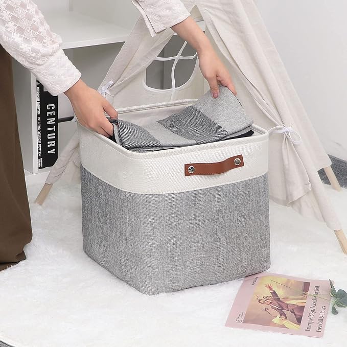 DULLEMELO Cube Basket for Storage, Collapsible Fabric Cube for Organizing - Image 4