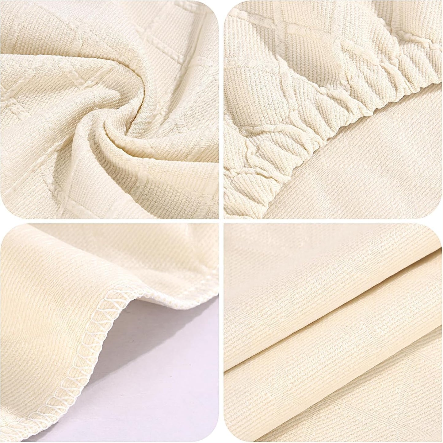 YISUN Stool Covers Round - 4 Pack Waterproof Stretch Seat Slipcover 16-18 Inch Counter Bar Stools, Washable Seat Cushion Slipcover Protector for Kitchen Island Home Bar - Beige