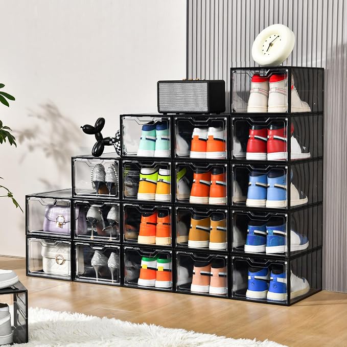 12 Pack Stackable Shoe Storage Organizer - Image 6