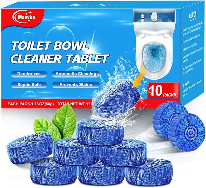 Toilet Bowl Cleaners, Automatic Toilet Bowl Cleaner Tablets Blue Gel Powerful by Msvvko