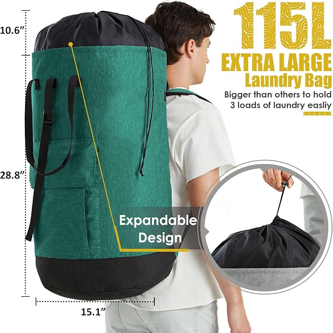 Laundry Bag for College, 115L Laundry Backpack Extra Large Heavy Duty, College - Image 3