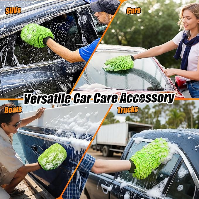 Car Wash Mitt Microfiber, Premium Chenille Microfiber Wash Car Mitts Sponge - Image 7
