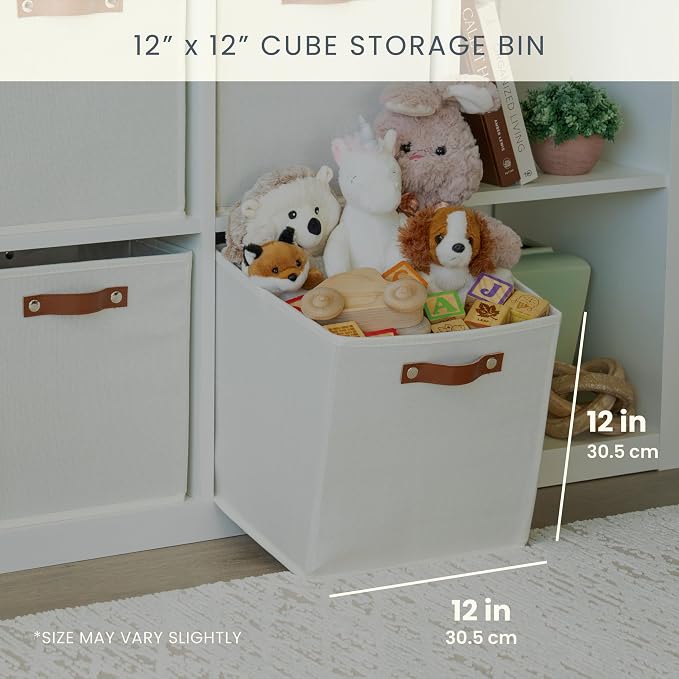 OrganiHaus White 12x12 Fabric Storage Bins - Image 2