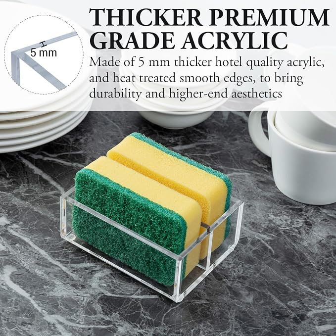 MyGift Modern Premium Clear Acrylic Sponge Holder - Image 2