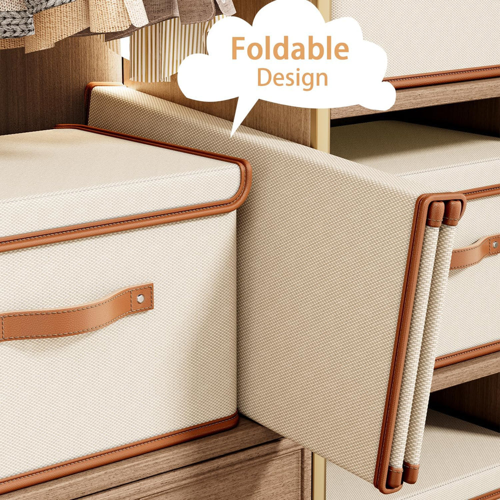 Tuza 4 Pack Storage Bins with Lids, Collapsible Closet Organizer Container, F...