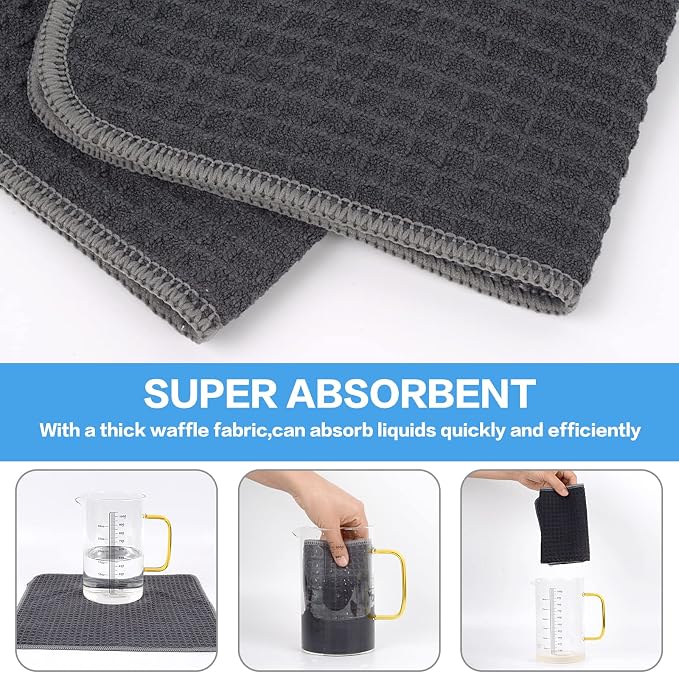 KinHwa Kitchen Washcloths for Dishes Absorbent Microfiber Dish Cloths Quick Dry - Image 4