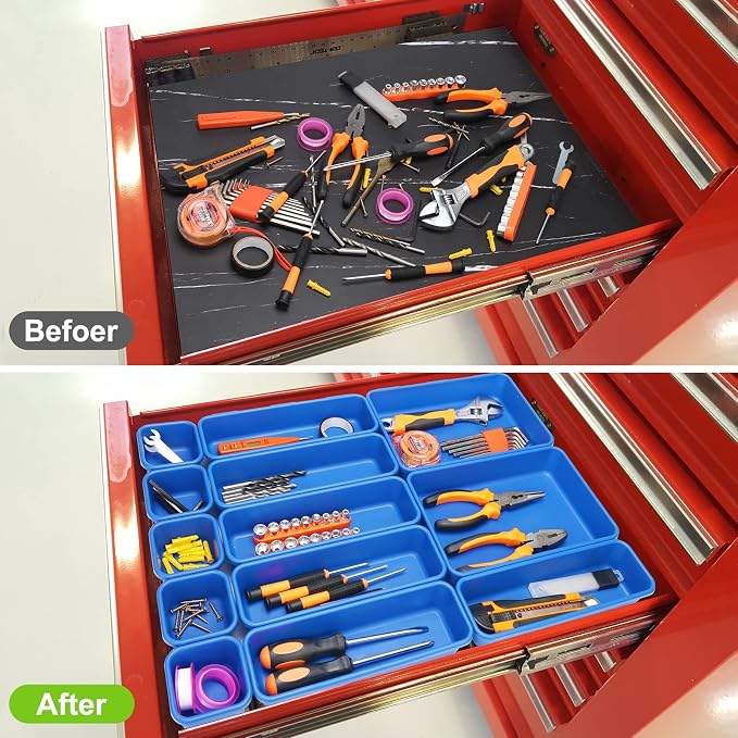 KeFanta 42 Pack Tool Box Organizer Tool Tray Dividers, Rolling Tool Chest Cart - Image 2