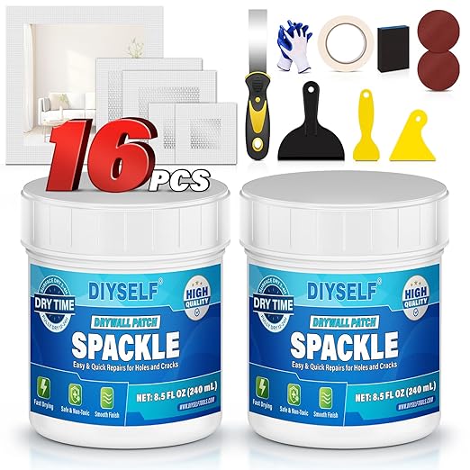 DIYSELF 16 Pieces Drywall Repair Kit Spackle Wall Repair Drywall Patch Kit Wall by DIYSELF