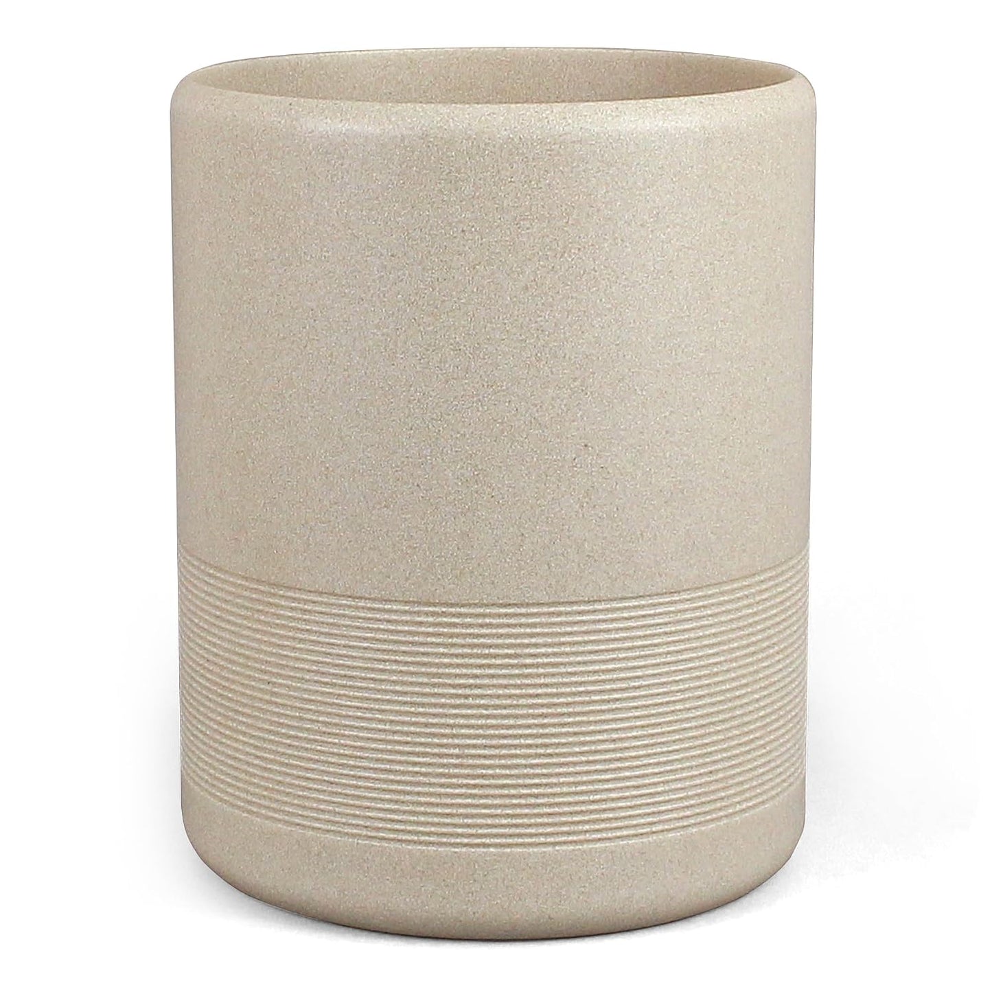 YMXYJM Resin Trash Can, Modern Round Wastebasket, 2 Gallon, Beige | Modern resin trash can with 2-gallon capacity, sturdy base, and open-top design for bathroom, kitchen, office, and home