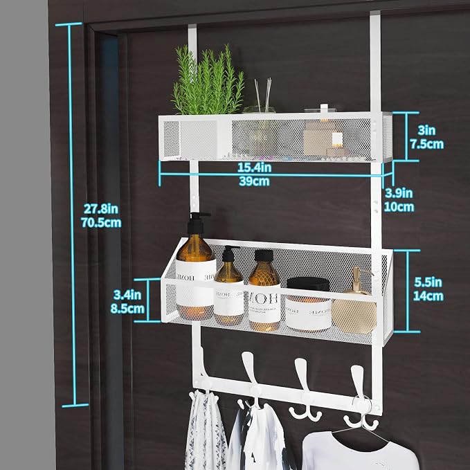 Over The Door Hooks Organizer, Coat Rack Over The Door Storage Hanger Towel Rack - Image 6