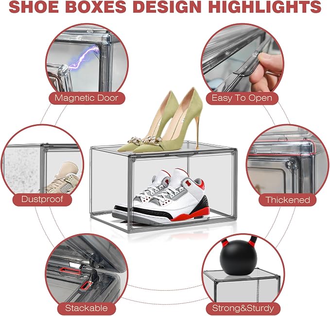 10 Pack Clear Shoe Box Shoe Storage Organizer - Image 3