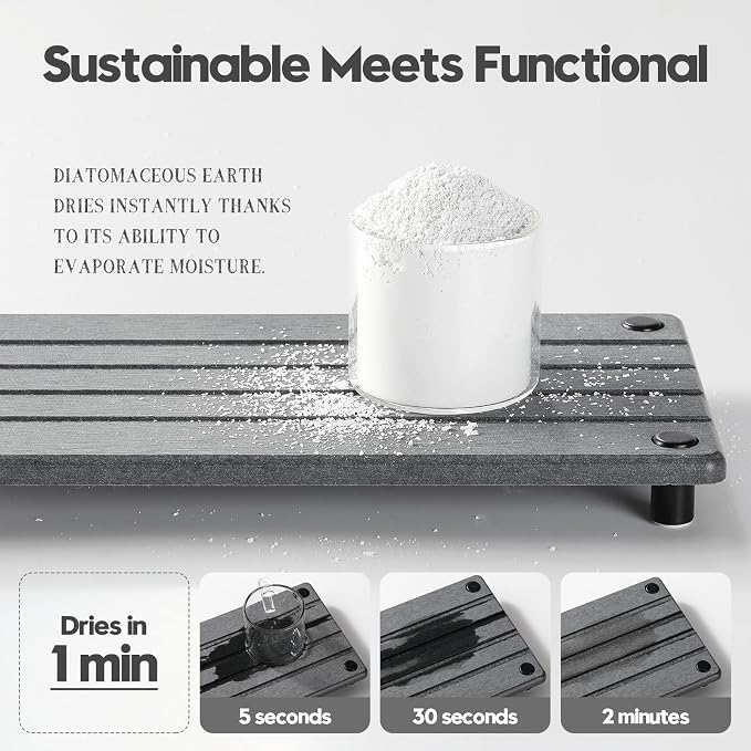 Instant Dry Sink Caddy Kitchen Sink Organizer, Quick Drying Stone Tray - Image 4